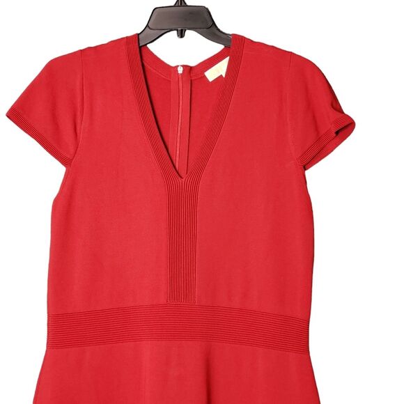 MICHEAL Micheal Kors Ottoman Flare-Hem Dress Mango Red Size 1X - Picture 4 of 11